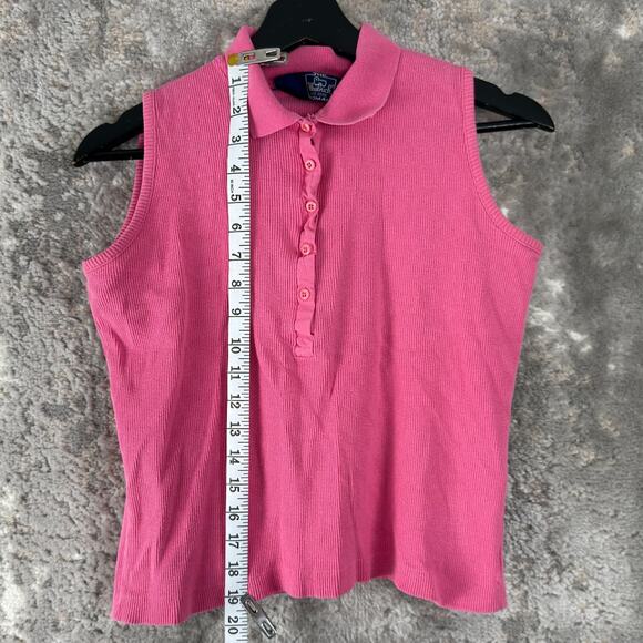 Woolrich Size M Pink Sleeveless Button Top Collared Casual Summer Shirt Cotton - Picture 2 of 7